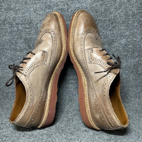 Allen Edmonds Shannon Drive Oxford Shoes Mens 10 Tan Distress Leather Wingtip - Picture 6 of 11